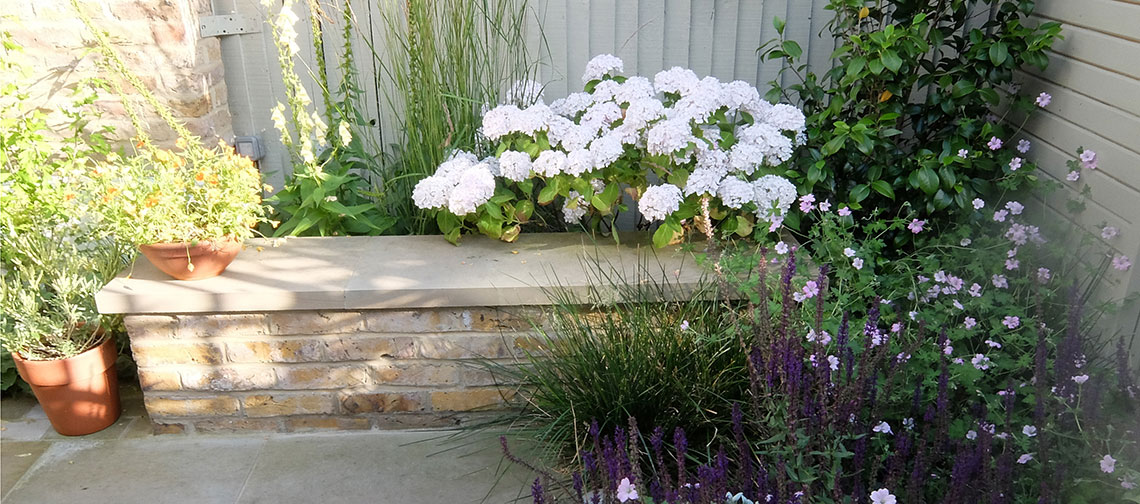 Small courtyard with bench Ealing